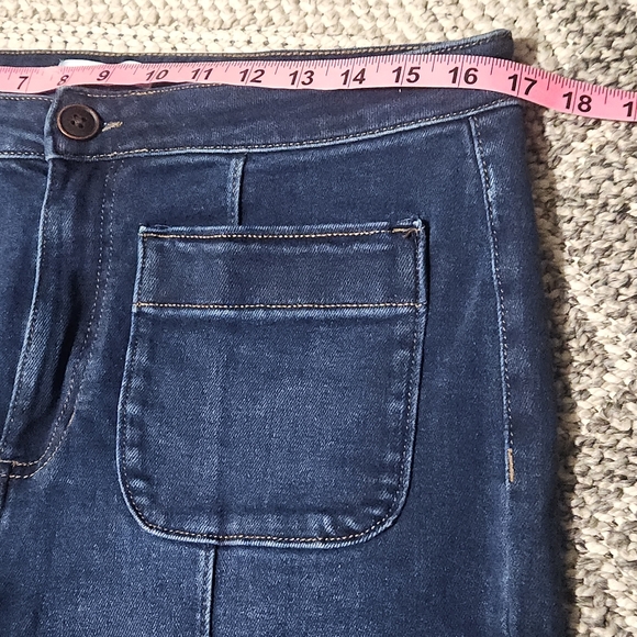 LC Lauren Conrad Wide Leg Super High Rise Trouser Dark Blue Jeans - Picture 11 of 15